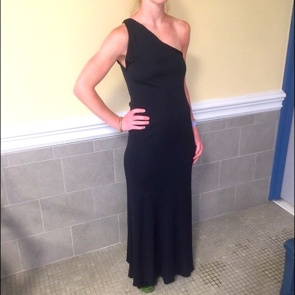 RARE JAMES DAUGHERTY Sz S Black jersey maxi dress - Picture 1 of 8